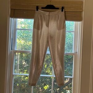 Zara pleated straight leg silver slacks